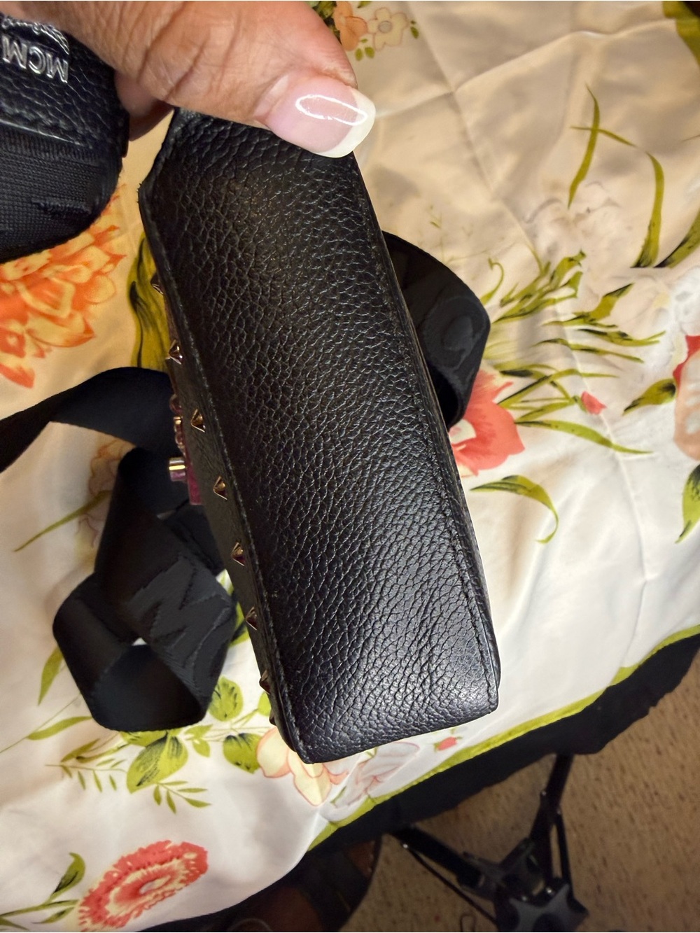 MCM Park Avenue Studded Grained Leather Crossbody Bag – Black - Picture 10 of 15